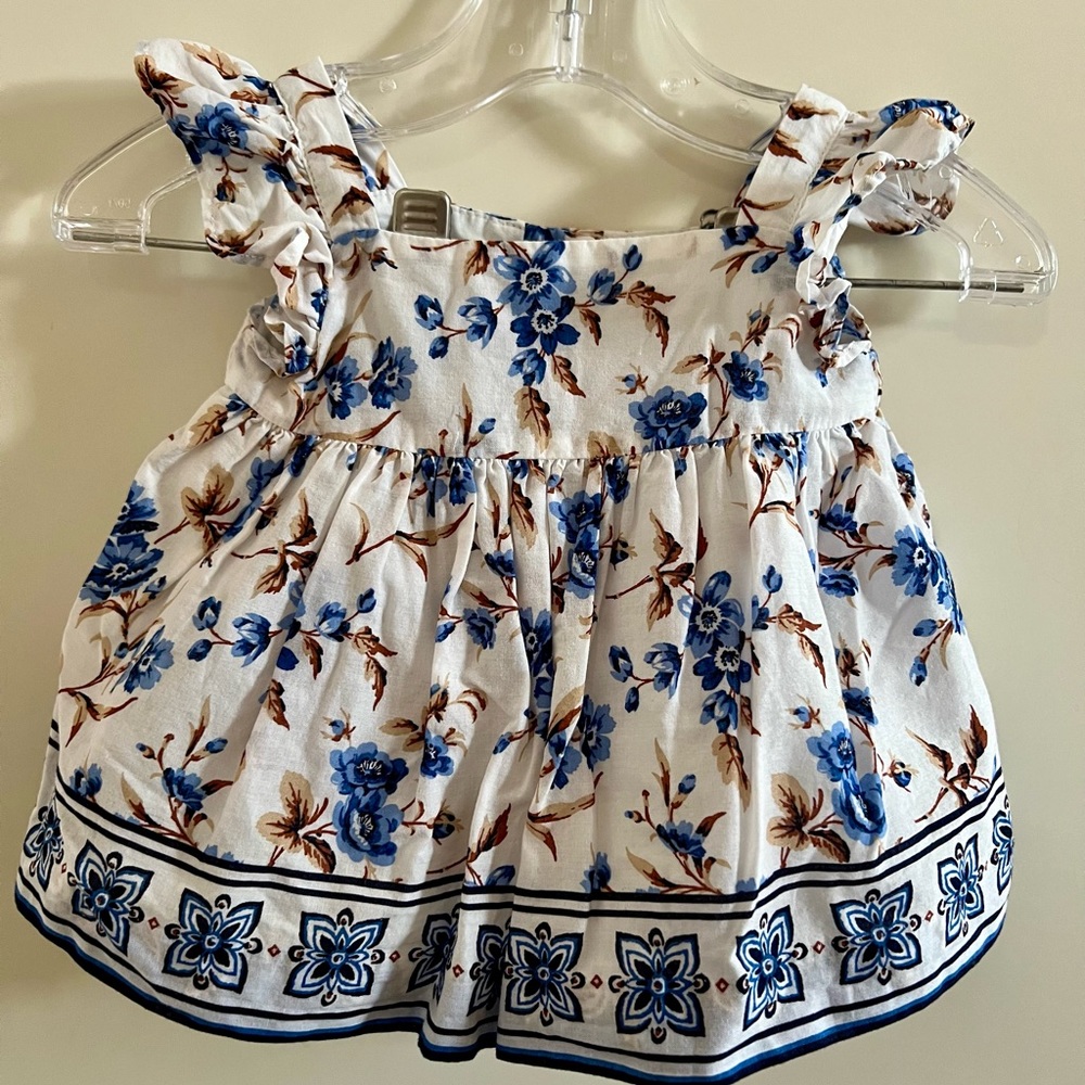 Janie and Jack - Blue & White matching set 0-3m